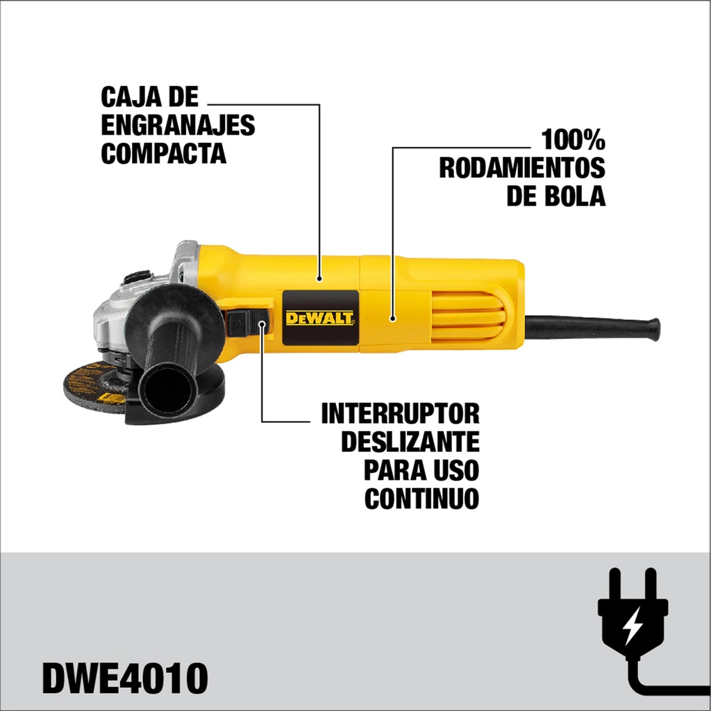 Esmeril Angular Eléctrica 4-1/2" 750W Dewalt