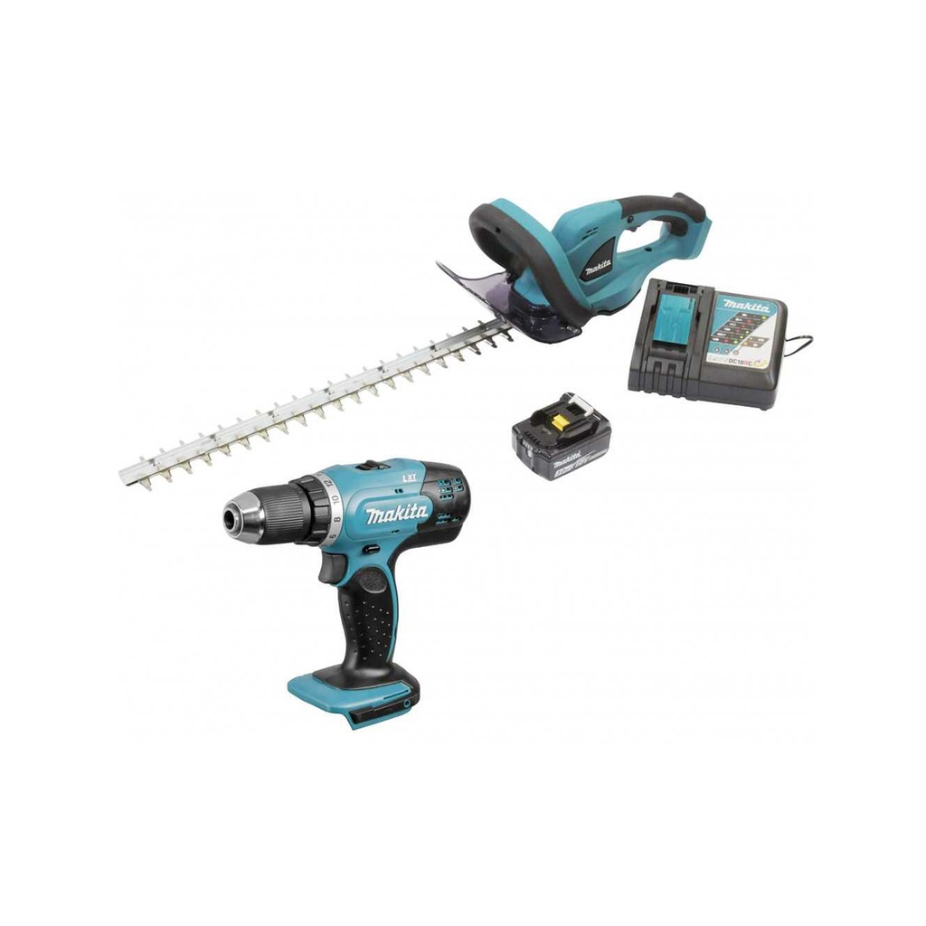 KIT Combo Cortasetos + Taladro Atornillador Inalámbricos Makita DUH523RF-1