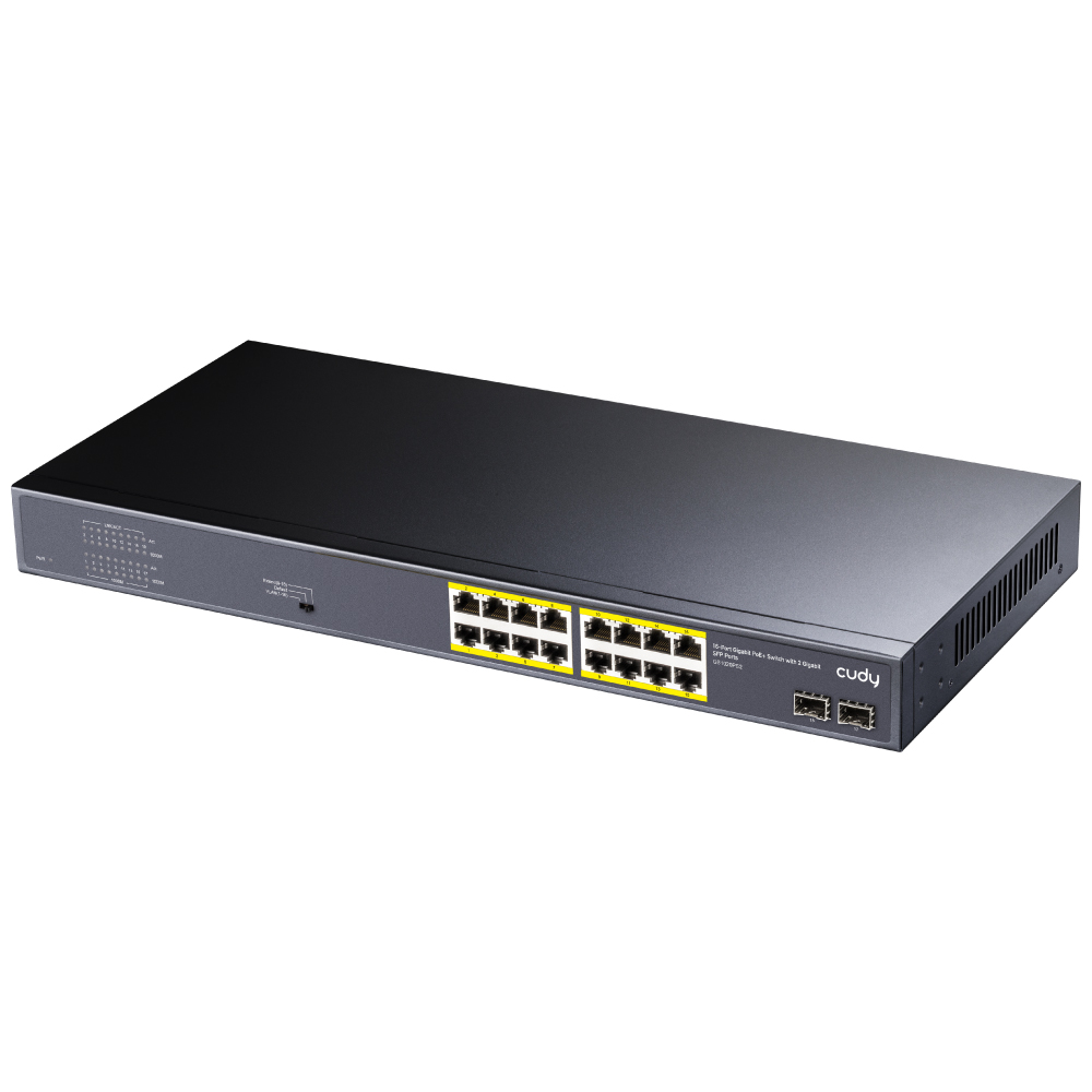 switch 16 puertos poe + 2 sfp gigabit Cudy