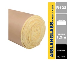 [4000250] Aislaglass Lana de Vidrio con Papel Kraft 80mm R188 1,2 x 9,6 11,52m²